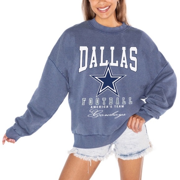 GameDay Couture Navy Dallas Cowboys Vintage Wash Oversized Crewneck XL - Picture 1 of 6